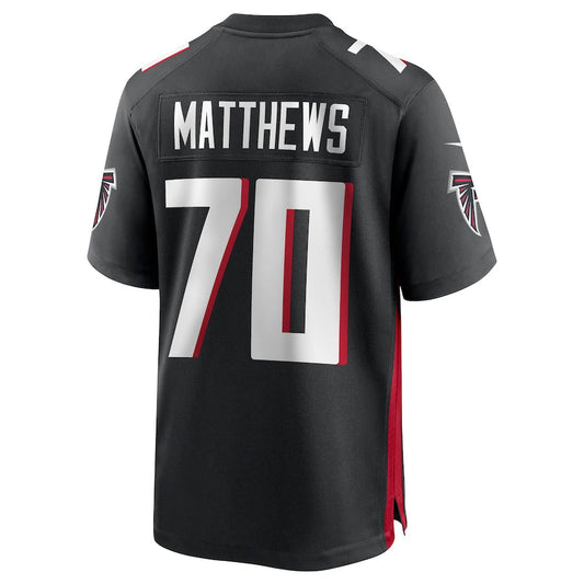 A.Falcons #70 Jake Matthews Player Black Home Game Football Jerseys