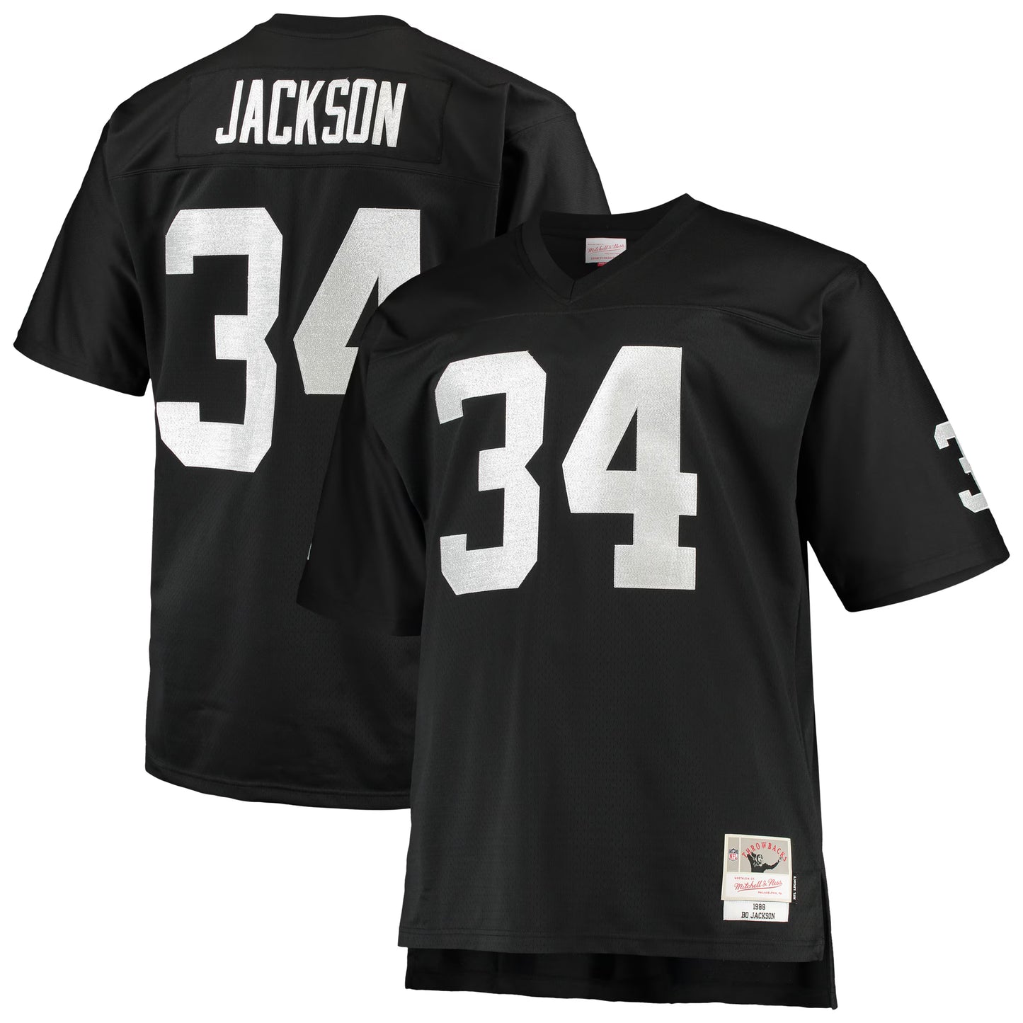 Las Vegas Raiders Bo Jackson Mitchell & Ness Black Big & Tall 1988 Retired Player Replica Jersey