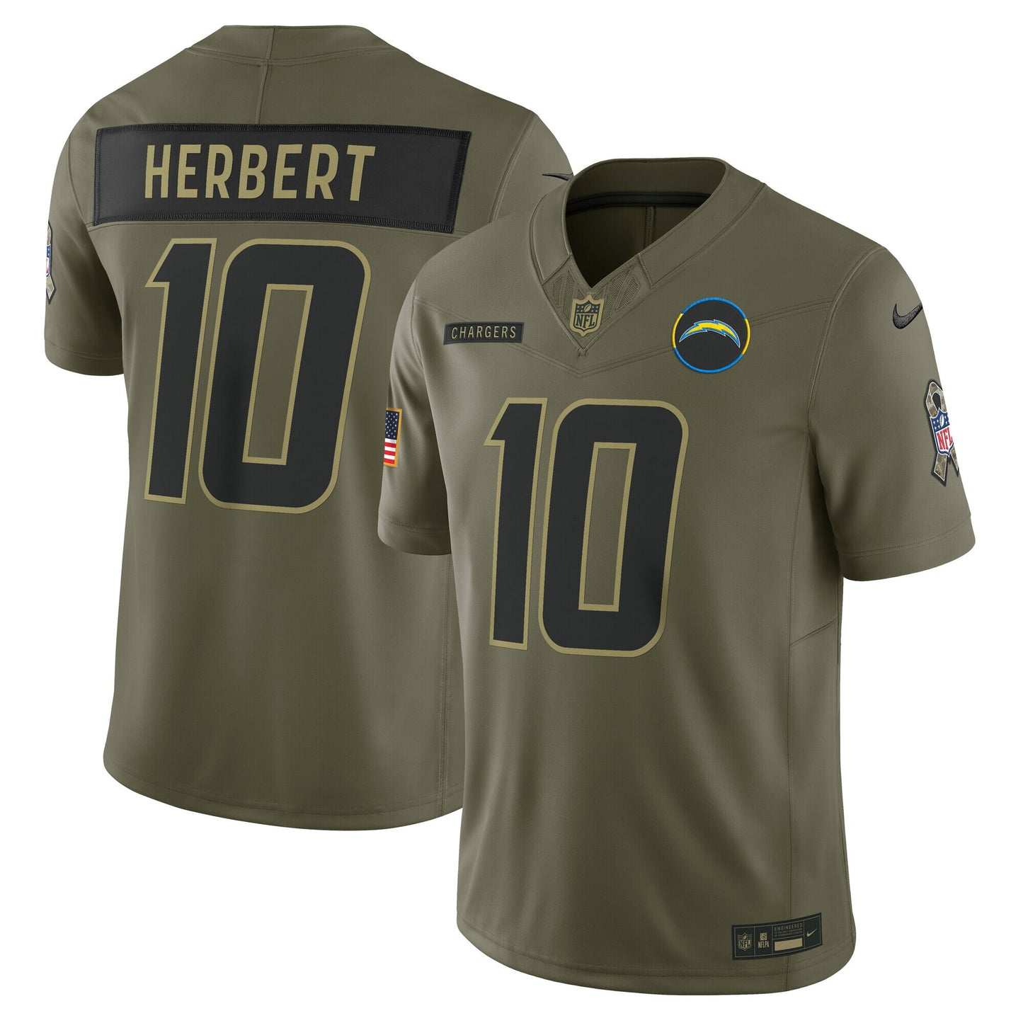 Los Angeles Chargers Justin Herbert Olive 2025 Salute to Service Limited Jersey