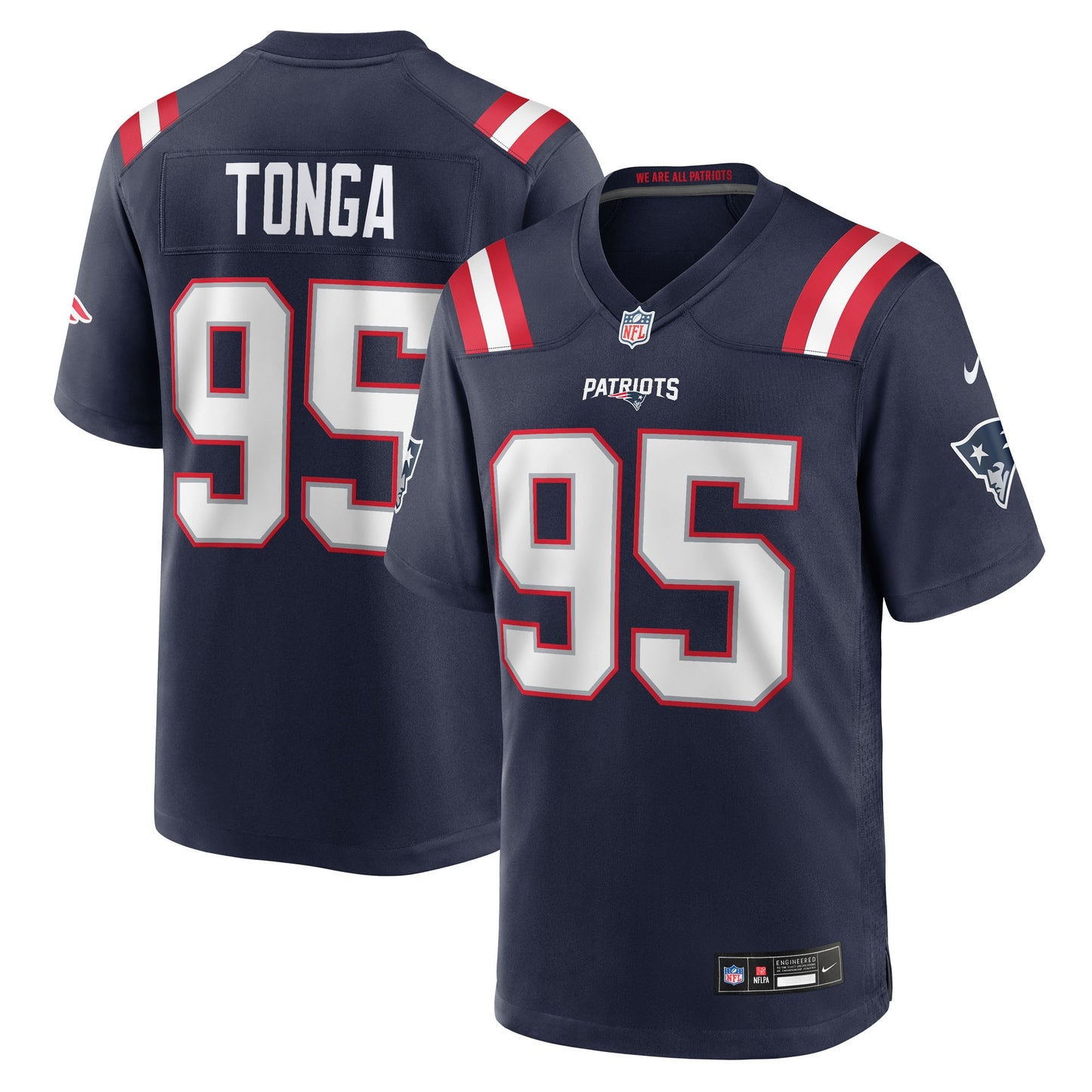 New England Patriots Khyiris Tonga Navy Team Game Jersey