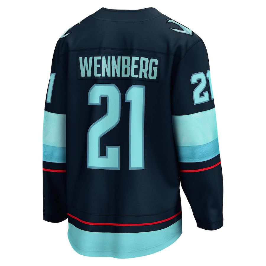 S.Kraken #21 Alex Wennberg Home Breakaway Player Jersey Blue Stitched American Hockey Jerseys
