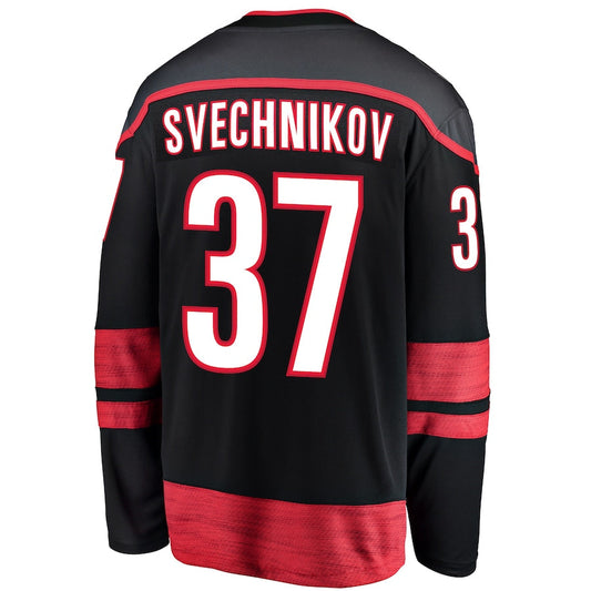 C.Hurricanes #37 Andrei Svechnikov Alternate Premier Breakaway Player Jersey Black Stitched American Hockey Jerseys