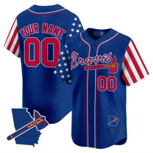 Custom Atlanta Braves 2024 Independence Day Vapor Premier Limited V2 ?All Stitched Baseball Jersey