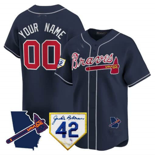 Custom Atlanta Braves 2024 Robinson & Georgia Patch Vapor Premier Limited ?All Stitched Baseball Jersey