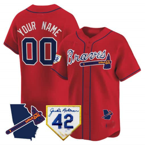 Custom Atlanta Braves 2024 Robinson & Georgia Patch Vapor Premier Limited ?All Stitched Baseball Jersey