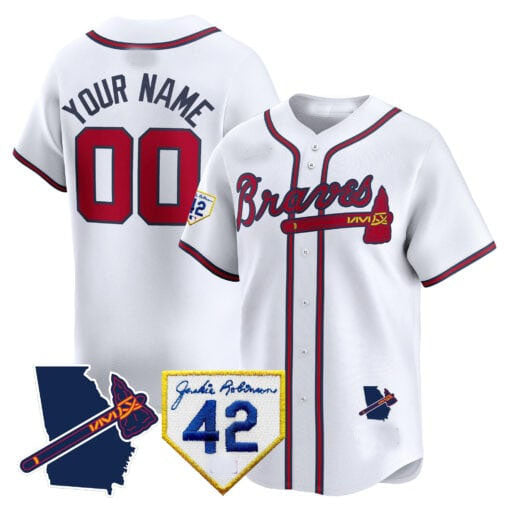 Custom Atlanta Braves 2024 Robinson & Georgia Patch Vapor Premier Limited ?All Stitched Baseball Jersey