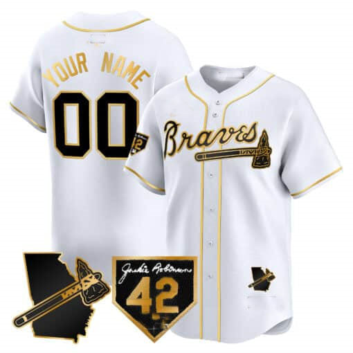 Custom Atlanta Braves 2024 Robinson & Georgia Patch Vapor Premier Limited ?All Stitched Baseball Jersey
