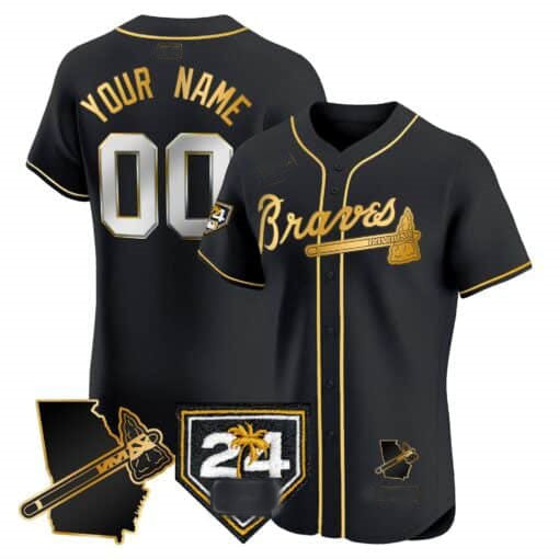 Custom Atlanta Braves 2024 Spring Training & Georgia Patch Vapor Premier Elite ?All Stitched Baseball Jersey