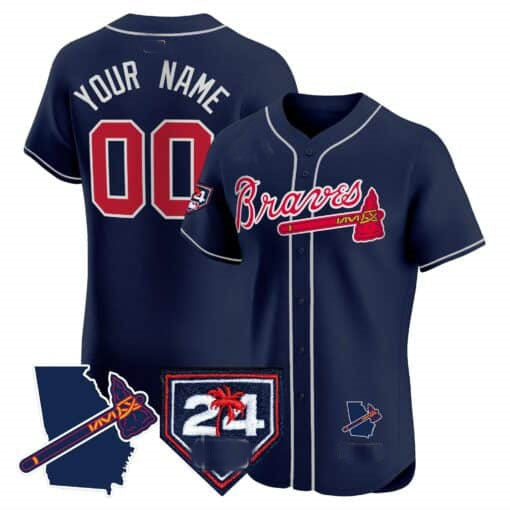 Custom Atlanta Braves 2024 Spring Training & Georgia Patch Vapor Premier Elite ?All Stitched Baseball Jersey