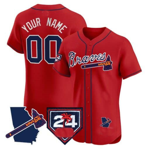 Custom Atlanta Braves 2024 Spring Training & Georgia Patch Vapor Premier Elite ?All Stitched Baseball Jersey