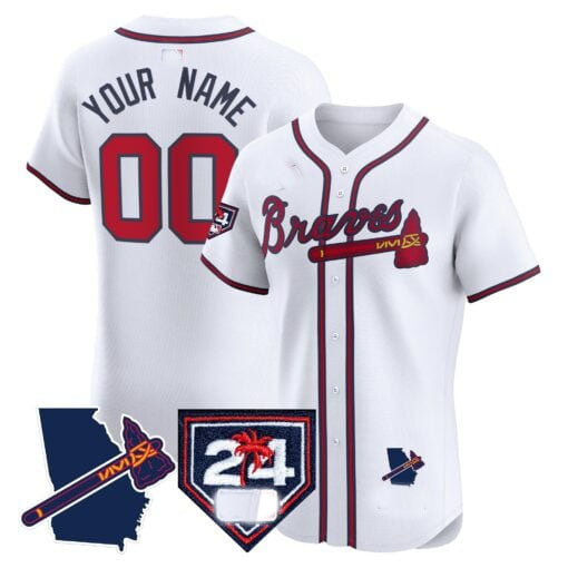 Custom Atlanta Braves 2024 Spring Training & Georgia Patch Vapor Premier Elite ?All Stitched Baseball Jersey