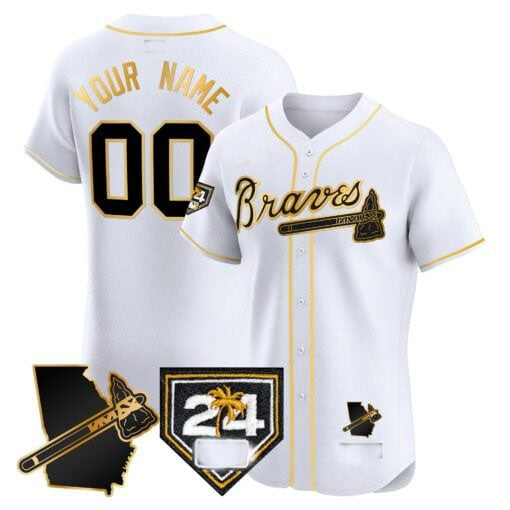 Custom Atlanta Braves 2024 Spring Training & Georgia Patch Vapor Premier Elite ?All Stitched Baseball Jersey