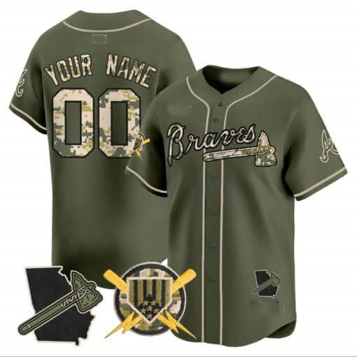 Custom Atlanta Braves Armed Forces Day Vapor Premier Limited ?All Stitched Baseball Jersey