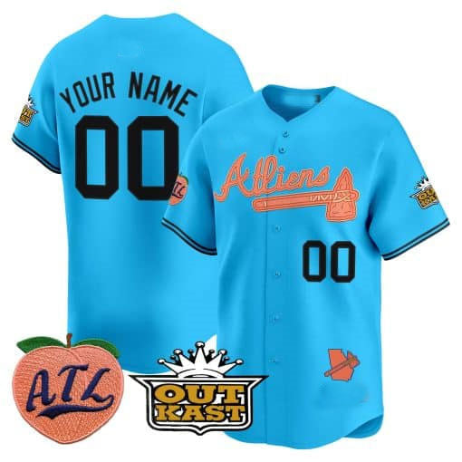 Custom Atlanta Braves Atliens & Peach Vapor Premier Limited C All Stitched Baseball Jersey