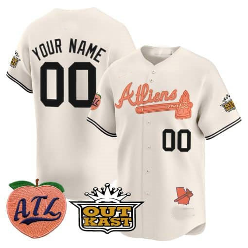 Custom Atlanta Braves Atliens & Peach Vapor Premier Limited C All Stitched Baseball Jersey