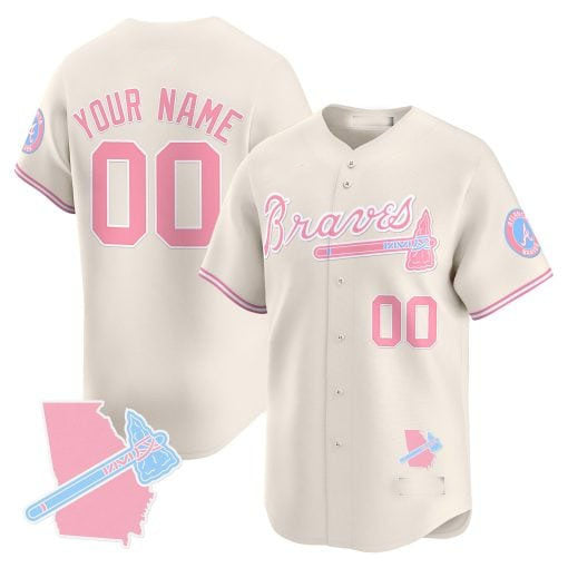Custom Atlanta Braves Bubblegum Pink Vapor Premier Limited C All Stitched Baseball Jersey