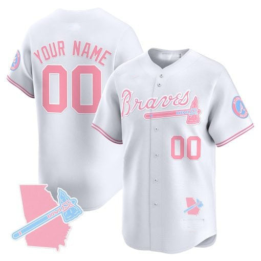 Custom Atlanta Braves Bubblegum Pink Vapor Premier Limited C All Stitched Baseball Jersey