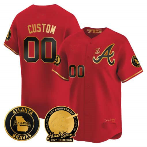 Custom Atlanta Braves Hank Aaron 715th Home Run Patch Vapor Premier Limited V2 C All Stitched Baseball Jersey