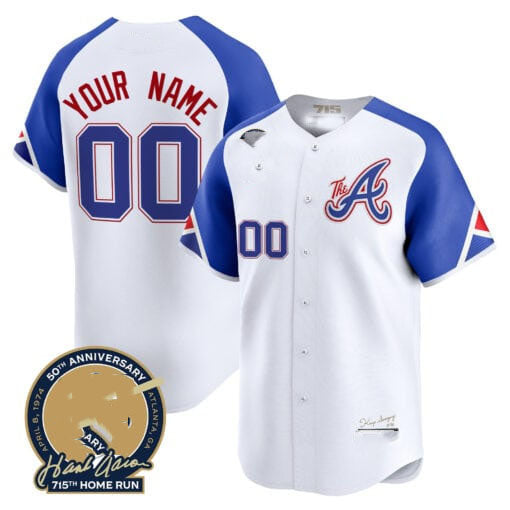 Custom Atlanta Braves Hank Aaron 715th Home Run Patch Vapor Premier Limited V2 C All Stitched Baseball Jersey