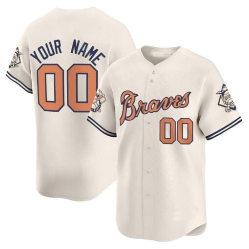 Custom Atlanta Braves Peaches n Cream Vapor Premier Limited C All Stitched Baseball Jersey