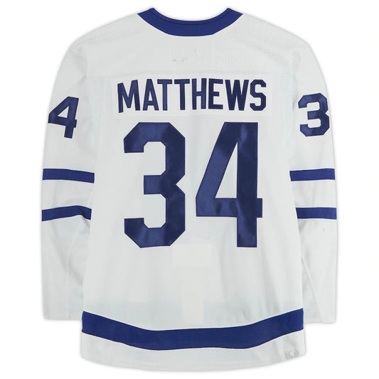 T.Maple Leafs #34 Auston Matthews  Game-Used White Jersey from the 2021-22 Season Stitched American Hockey Jerseys