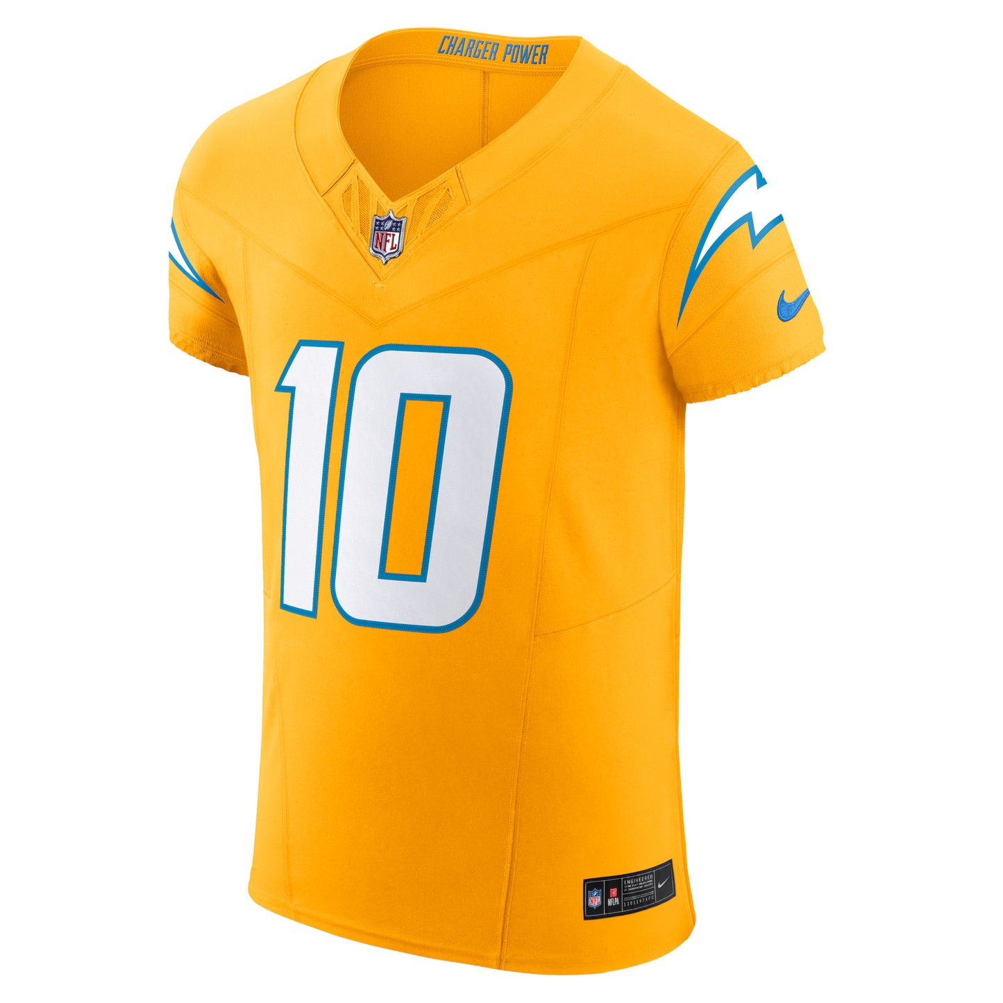 Los Angeles Chargers Justin Herbert Gold Alternate Charger Power Vapor F.U.S.E. Elite Jersey