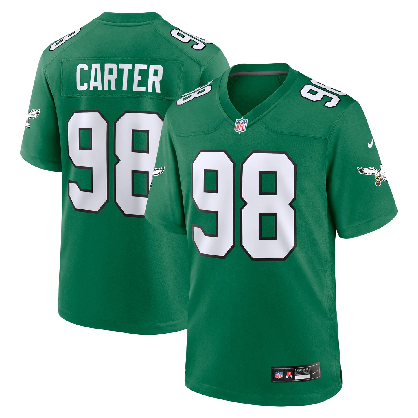 Philadelphia Eagles Jalen Carter Kelly Green Alternate Game Jersey