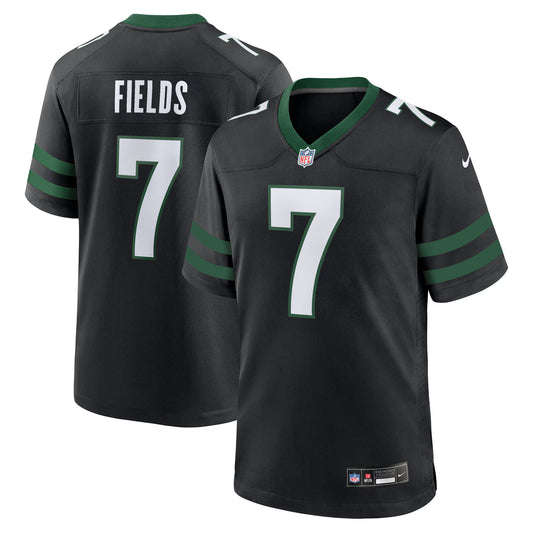 New York Jets Justin Fields Stealth Black Game Jersey