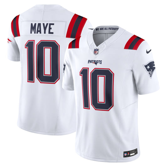 New England Patriots Drake Maye White Vapor F.U.S.E. Limited Jersey
