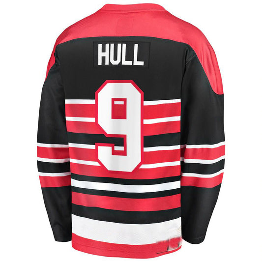 C.Blackhawks #9 Bobby Hull Premier Breakaway Retired Player Jersey Red Stitched American Hockey Jerseys