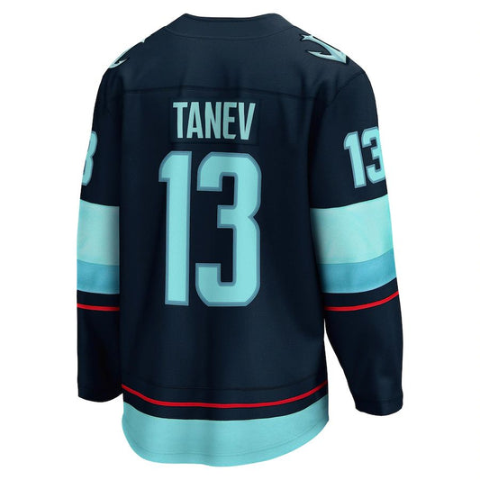 S.Kraken #13 Brandon Tanev Home Premier Breakaway Player Jersey Blue Stitched American Hockey Jerseys