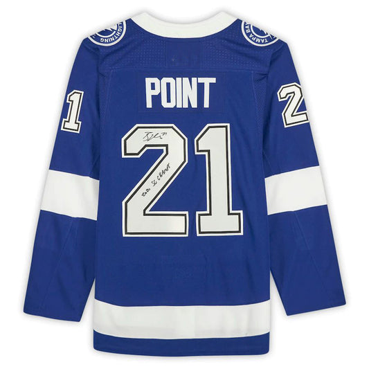 TB.Lightning #21 Brayden Point   with 2020 SC Champs Inscription Blue Stitched American Hockey Jerseys