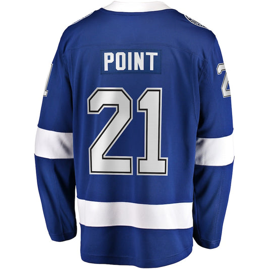 TB.Lightning #21 Brayden Point Home Premier Breakaway Player Jersey Blue Stitched American Hockey Jerseys