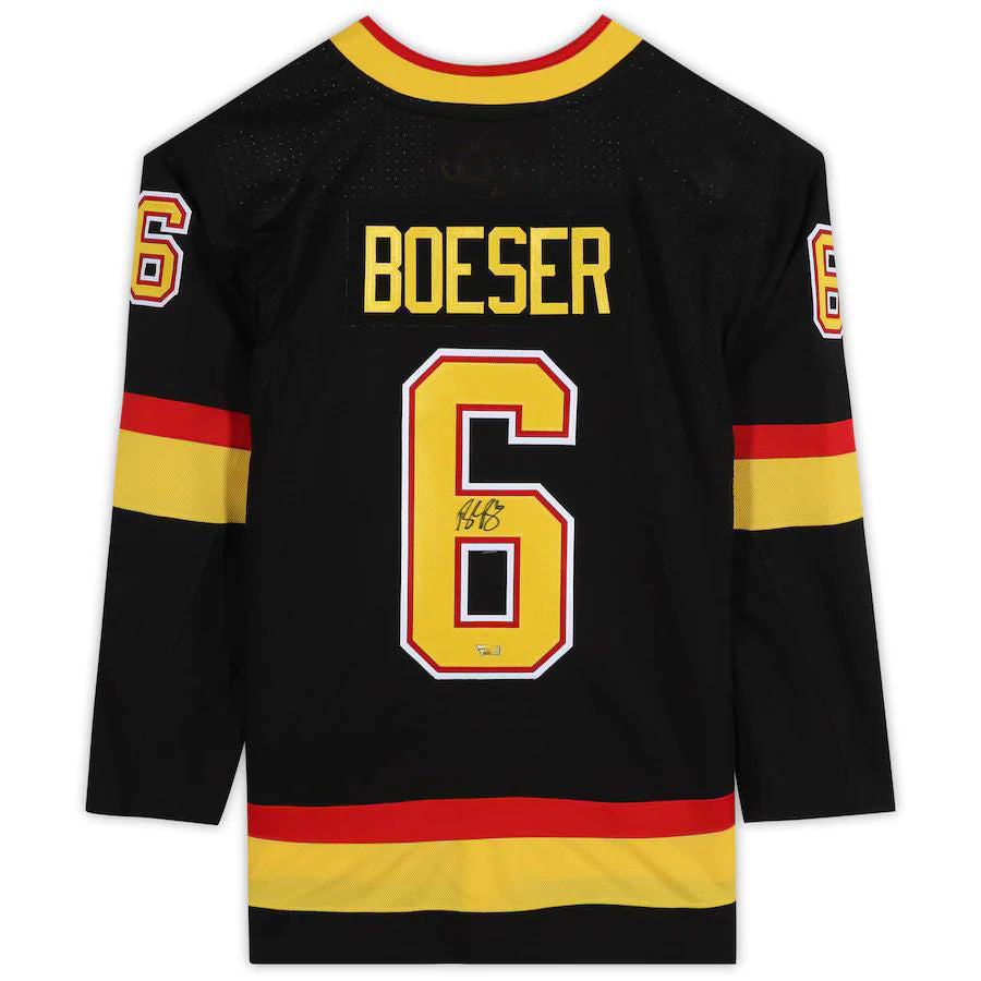 V.Canucks #6 Brock Boeser   Black Alternate Jersey Black Stitched American Hockey Jerseys