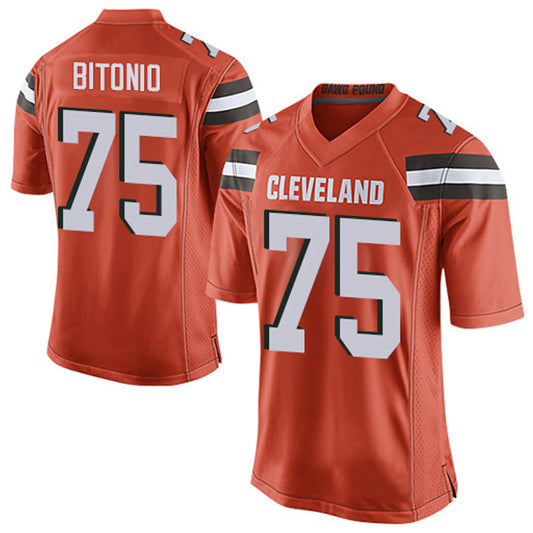 C.Browns #75 Joel Bitonio Player Orange Game Football Jerseys
