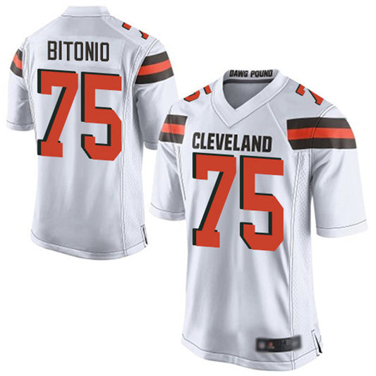 C.Browns #75 Joel Bitonio Player White Game Football Jerseys