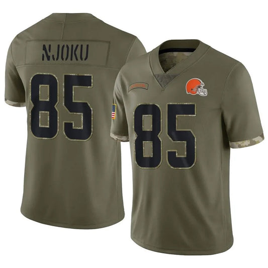 C.Browns #85 David Njoku Player Salute To Service Limited Olive Football Jerseys