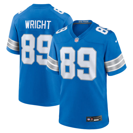 Detroit Lions Brock Wright Blue Team Game Jersey