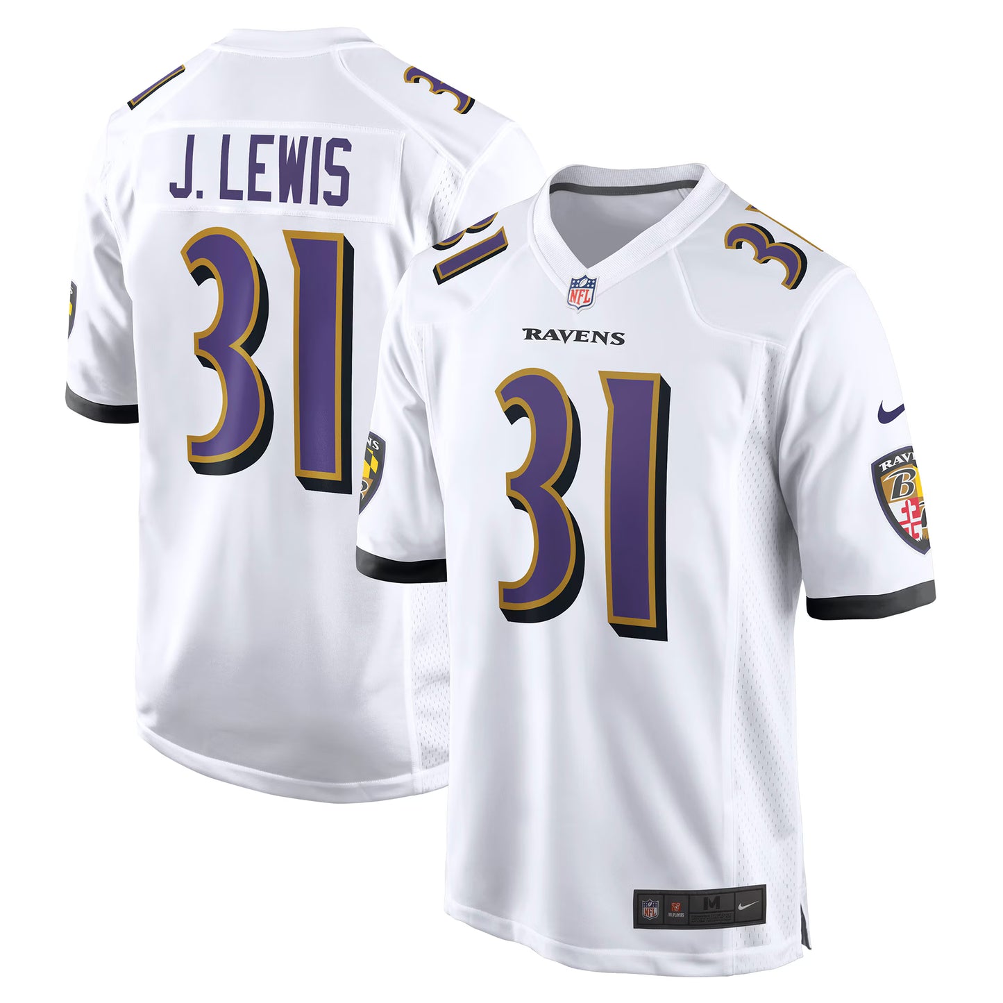 Baltimore Ravens Jamal Lewis White Retired Player Game Jersey