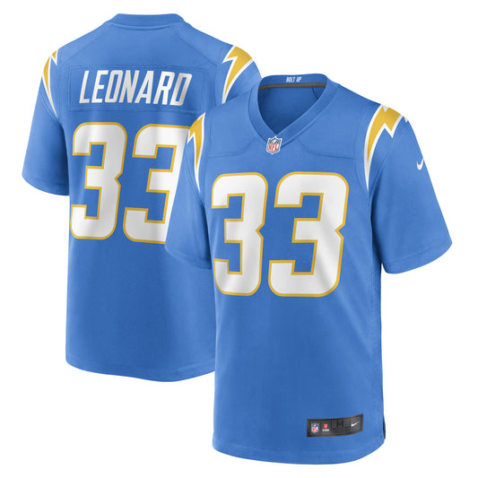 Los Angeles Chargers Deane Leonard Powder Blue Game Player Jersey