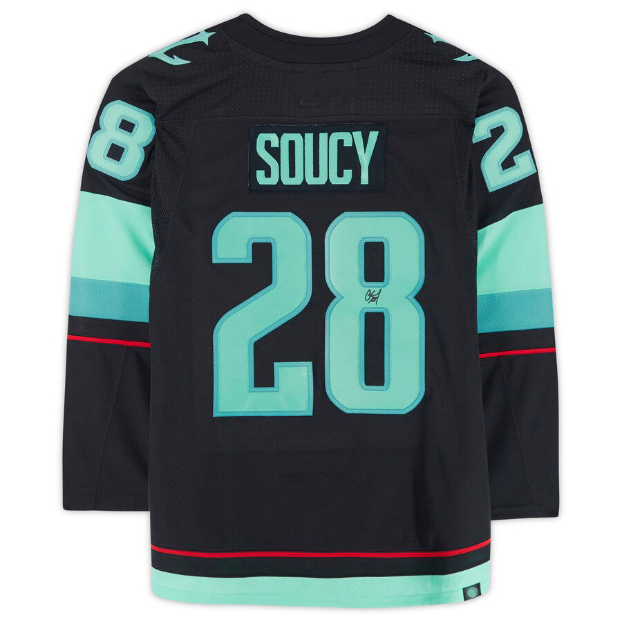 S.Kraken #28 Carson Soucy   with Inaugural Season Jersey Patch Blue Stitched American Hockey Jerseys