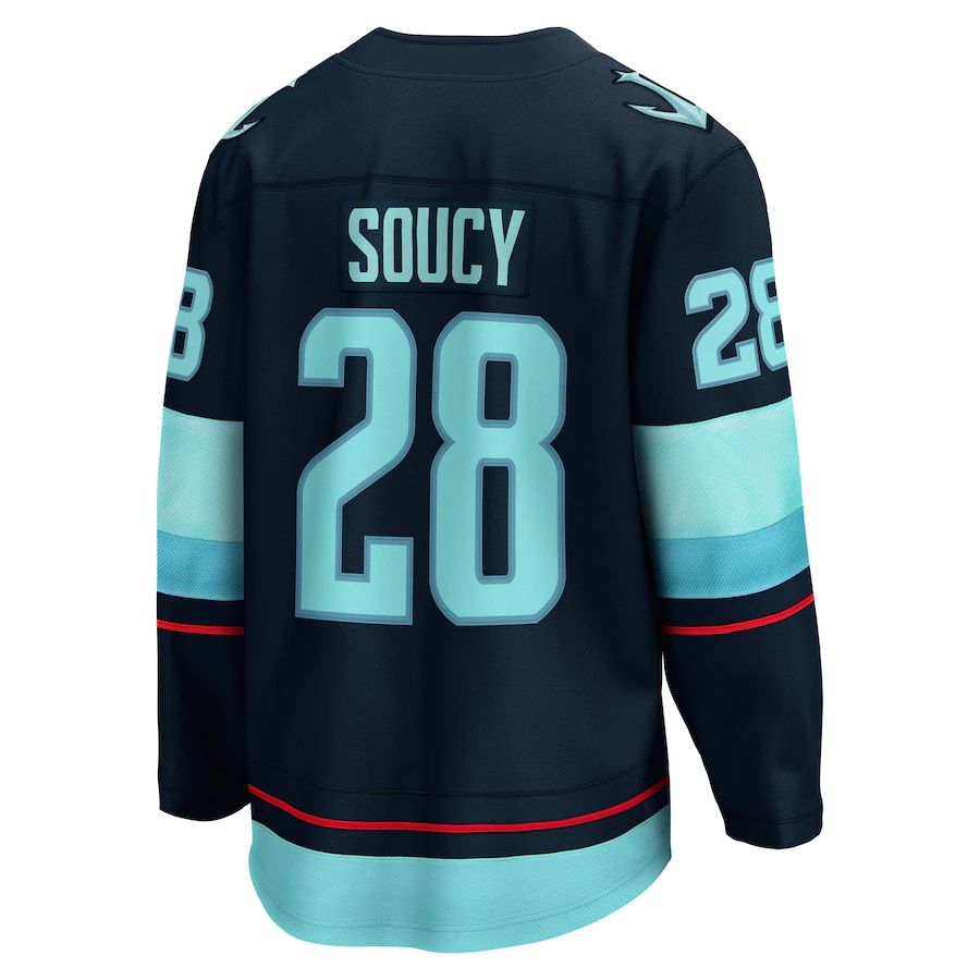 S.Kraken #28 Carson Soucy Home Breakaway Player Jersey Blue Stitched American Hockey Jerseys