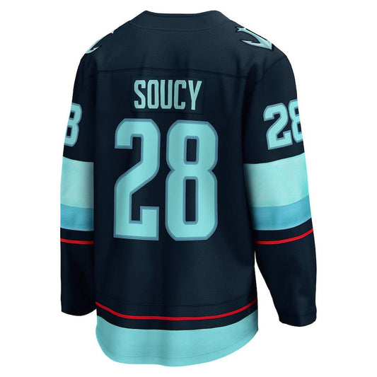 S.Kraken #28 Carson Soucy Home Breakaway Player Jersey Blue Stitched American Hockey Jerseys