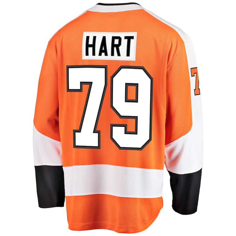 P.Flyers #79 Carter Hart Home Premier Breakaway Player Jersey Orange Stitched American Hockey Jerseys