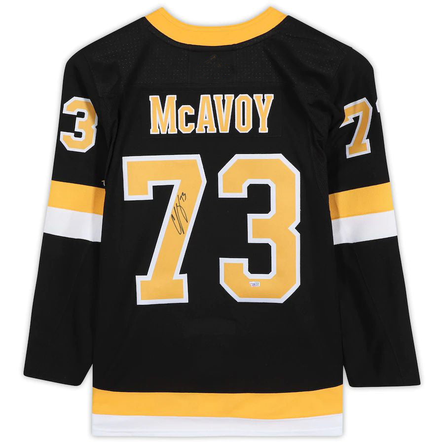 B.Bruins #73 Charlie McAvoy   Black Alternate  Jersey Stitched American Hockey Jerseys