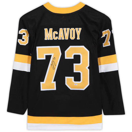 B.Bruins #73 Charlie McAvoy   Black Alternate  Jersey Stitched American Hockey Jerseys