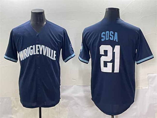 Chicago Cubs #21 Sammy Sosa Navy City Connect Stitched Baseball Jersey
