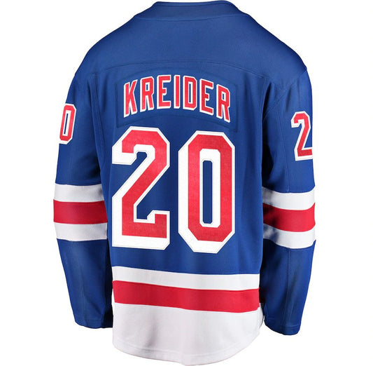 NY.Rangers #20 Chris Kreider Home Breakaway Player Jersey Blue Blue Stitched American Hockey Jerseys