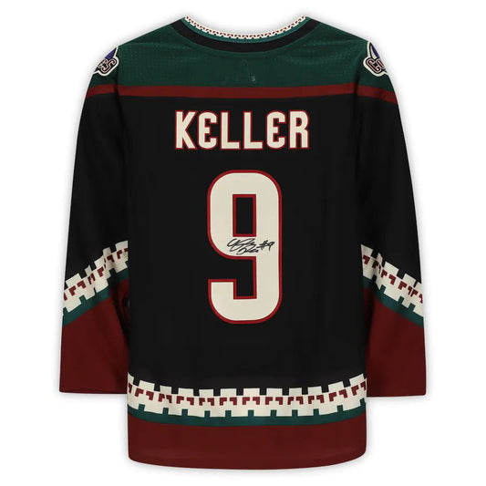 A.Coyotes #9 Clayton Keller   Kachina Alternate Jersey with 25th Anniversary Season Patch Black Stitched American Hockey Jerseys