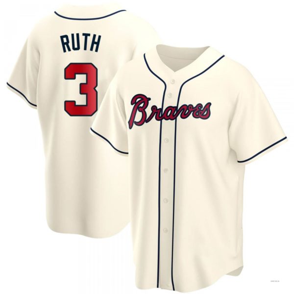 Babe Ruth Cream Atlanta Braves #3 Babe Ruth Cream Alternate Jersey Stitches Baseball J ...